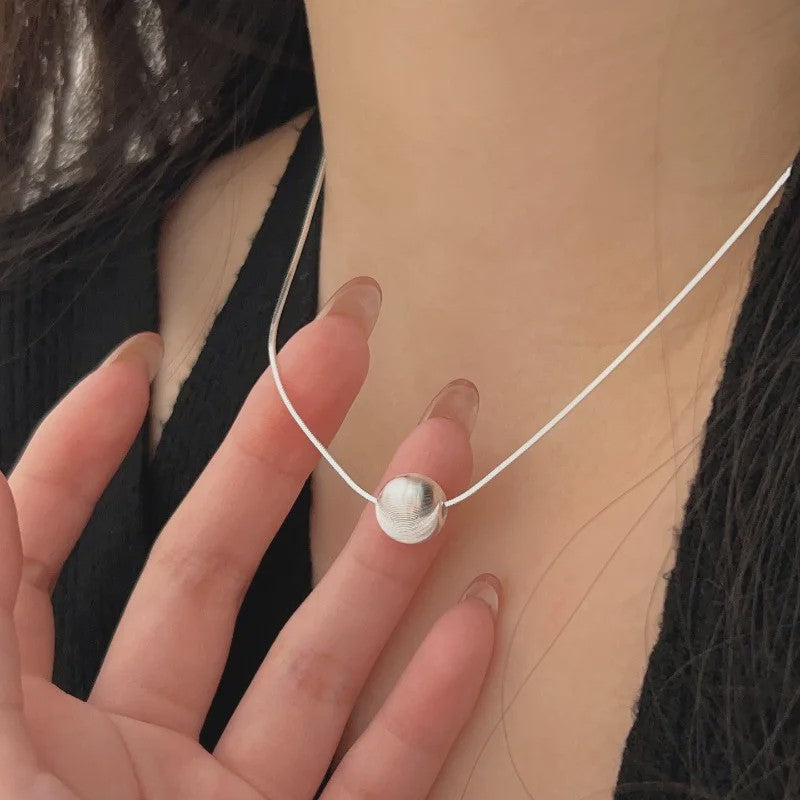 Eenvoudige 925 Sterling Zilveren Ketting met Kralen Hanger - Stijlvol Dames Sieraad
