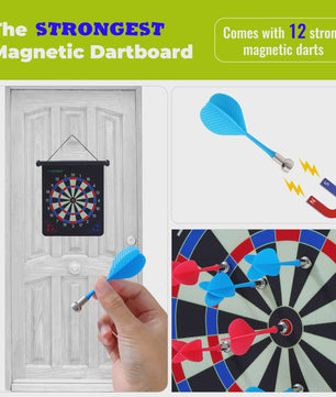 Dubbelzijdig Magnetisch Dartbord 15 Inch met 12 Darts & Haak - Plezier voor Feestjes en Spelletjes