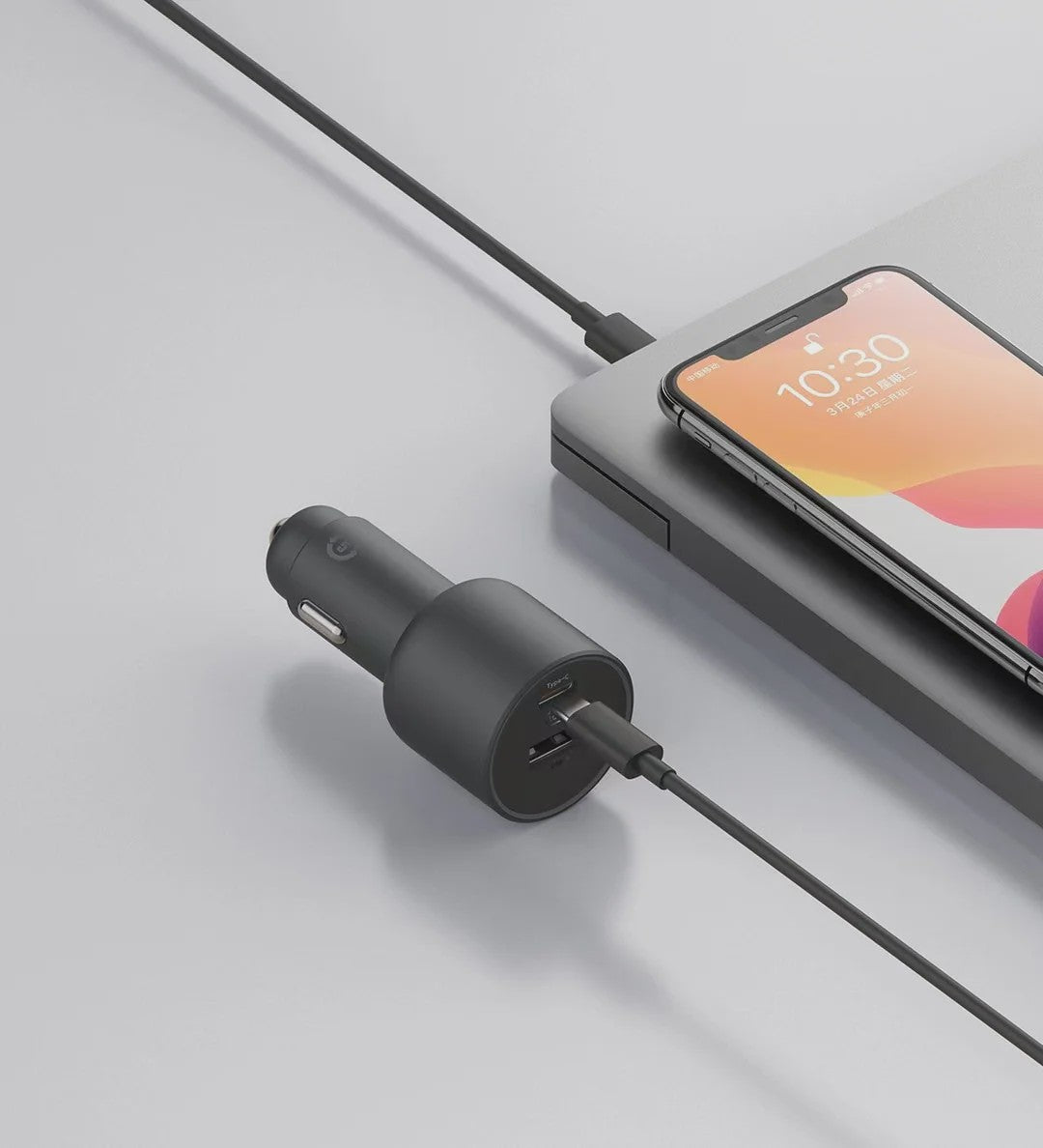 MIJIA 100W Snellader Auto Oplader met Dubbele USB-A & USB-C Poort & 5A Kabel