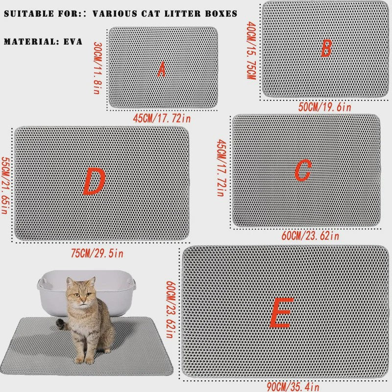 Dubbellaags Kattenbakmat - Waterdicht & Anti-slip - Grote Maat - Houdt Kattenbakvulling Tegen