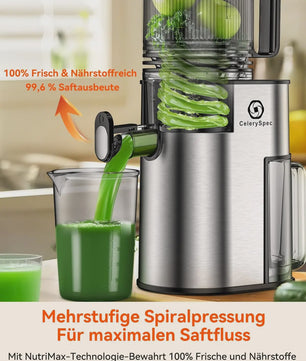 Automatische Slow Juicer Cold Press - 1.8L, 250W, BPA-Vrij, met 130mm invoer voor hele groenten en fruit