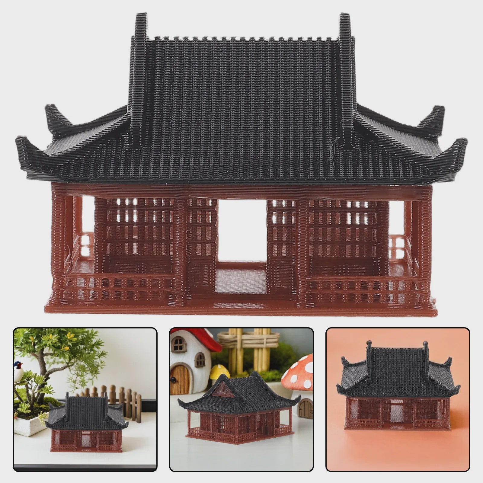 Miniatuur Zen Paviljoen Decoratie - Chinese Tempel Beeldje voor Tuin & Huis