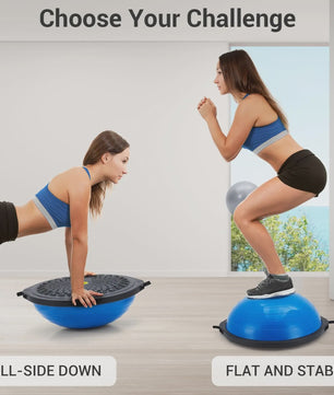 Balance Ball Halve Gymbal met Anti-slip Basis & Weerstandsbanden - 63.5 cm