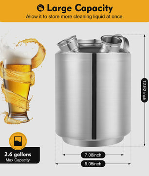 10L RVS Bierleiding Reinigingsvat met 3 Aansluitingen - Tapbier & Voedselopslag