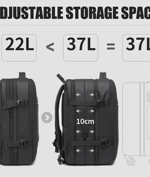 BANGE Heren Rugzak - Waterdicht, Uitbreidbaar, 17.3" Laptopvak, Grote Capaciteit voor Reizen & Wandelen