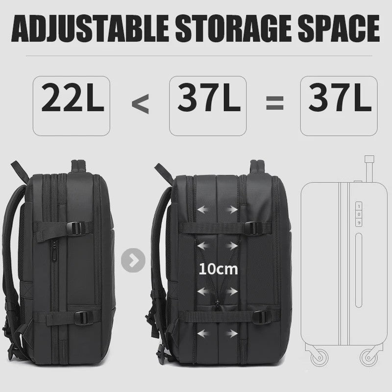 BANGE Heren Rugzak - Waterdicht, Uitbreidbaar, 17.3" Laptopvak, Grote Capaciteit voor Reizen & Wandelen