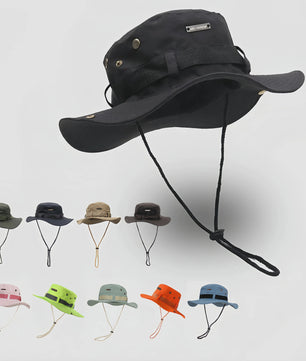 Heren Bucket Hat met Brede Rand - UV Bescherming voor Vissen, Wandelen & Outdoor