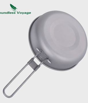 Lichtgewicht Titanium Koekenpan met Opvouwbaar Handvat - Ideaal voor Camping & Outdoor Koken