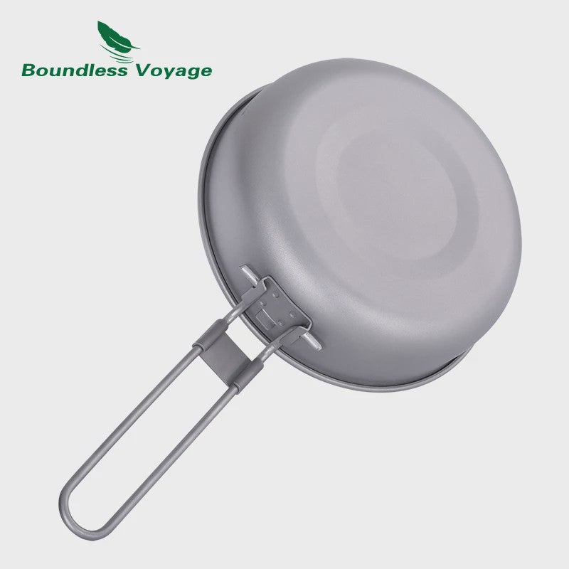 Lichtgewicht Titanium Koekenpan met Opvouwbaar Handvat - Ideaal voor Camping & Outdoor Koken