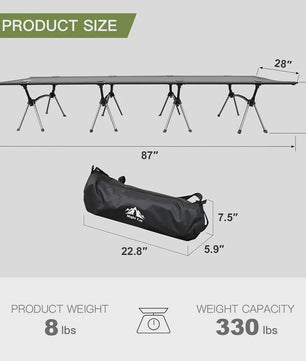 Night Cat Opvouwbaar Campingbed - Draagbaar Veldbed voor Volwassenen - Makkelijk Op te Zetten Outdoor Slaapbed
