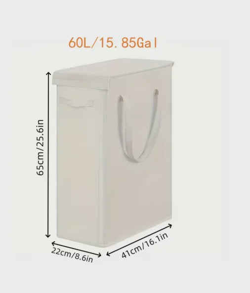 Opvouwbare WasManden 60L met Deksel en Handvatten - Gesloten Vuilnisbak voor Slaapkamer, Badkamer, Wasruimte
