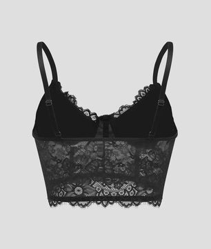 Zwarte kanten crop top met korsetdetails - Elegant en sexy lingerie