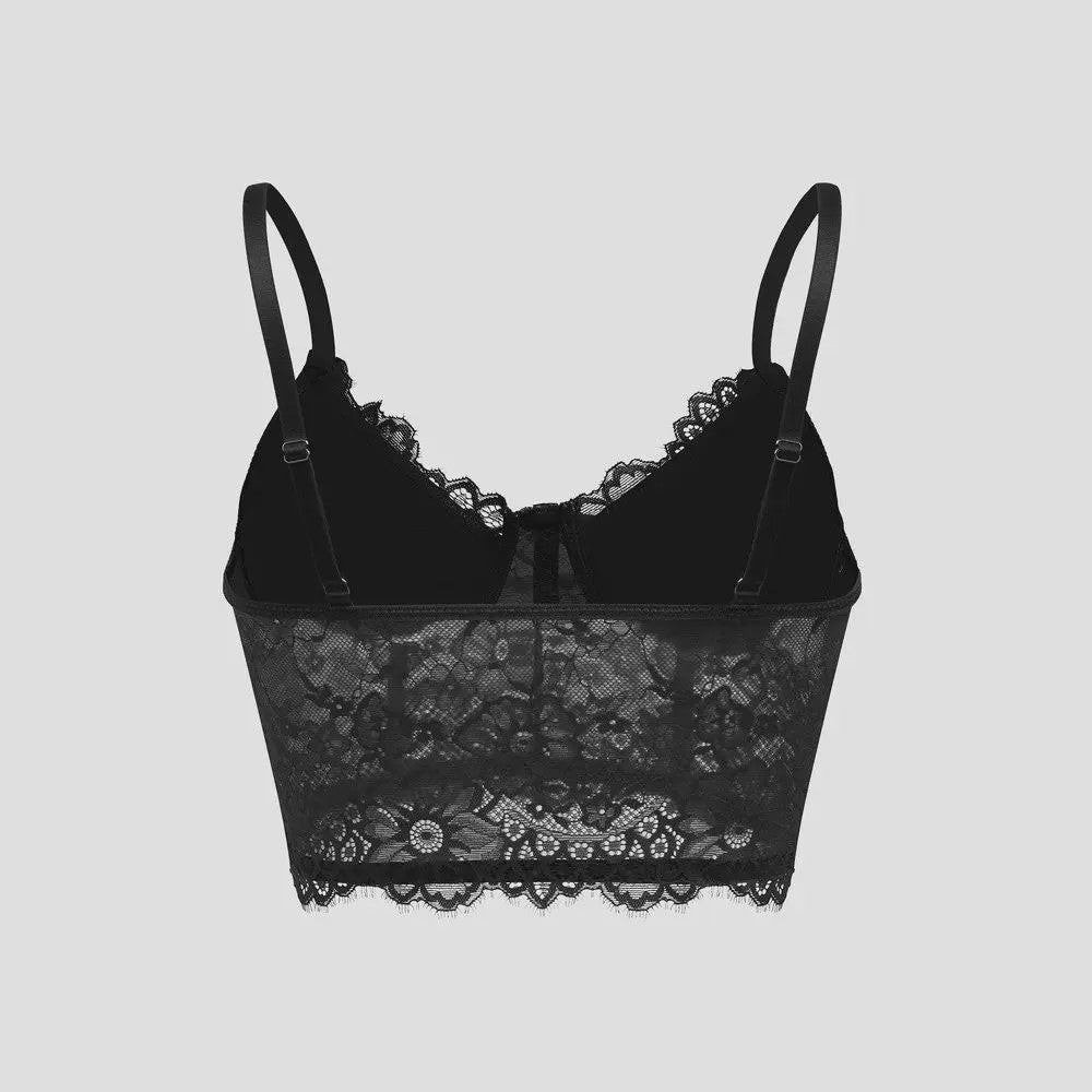 Zwarte kanten crop top met korsetdetails - Elegant en sexy lingerie