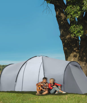Outsunny 4-6 Persoons Familietent met 2 Slaapkamers, Woonruimte en UV-bestendige Luifel