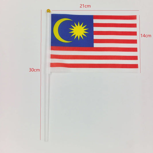 50x Maleisische Wapperende Vlaggetjes met Stokje - 14x21cm Polyester
