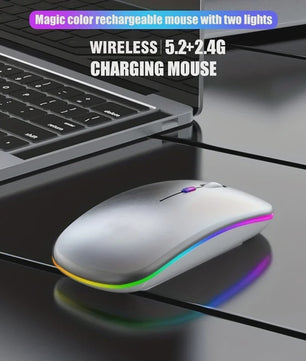 Draadloze Oplaadbare Muis met LED Verlichting - Stille Klik & Dual Mode (Bluetooth/2.4Ghz) voor PC/Laptop