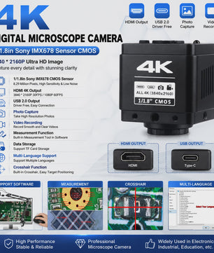 4K UHD Industriële Digitale Microscoop Camera met HDMI & USB voor Soldeerwerk