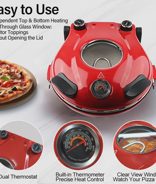 Elektrische Pizzaoven 12-inch met Dubbele Temperatuurregeling tot 420℃