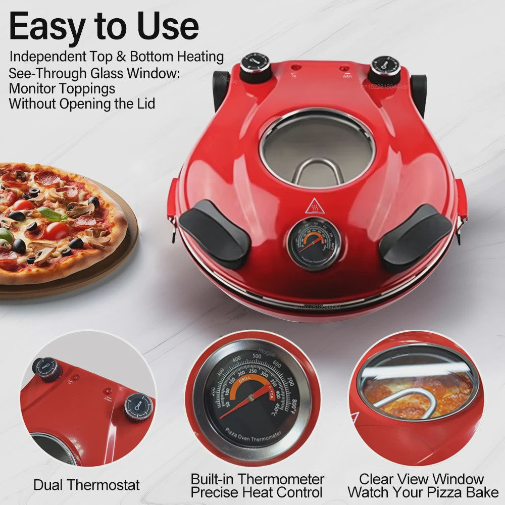 Elektrische Pizzaoven 12-inch met Dubbele Temperatuurregeling tot 420℃