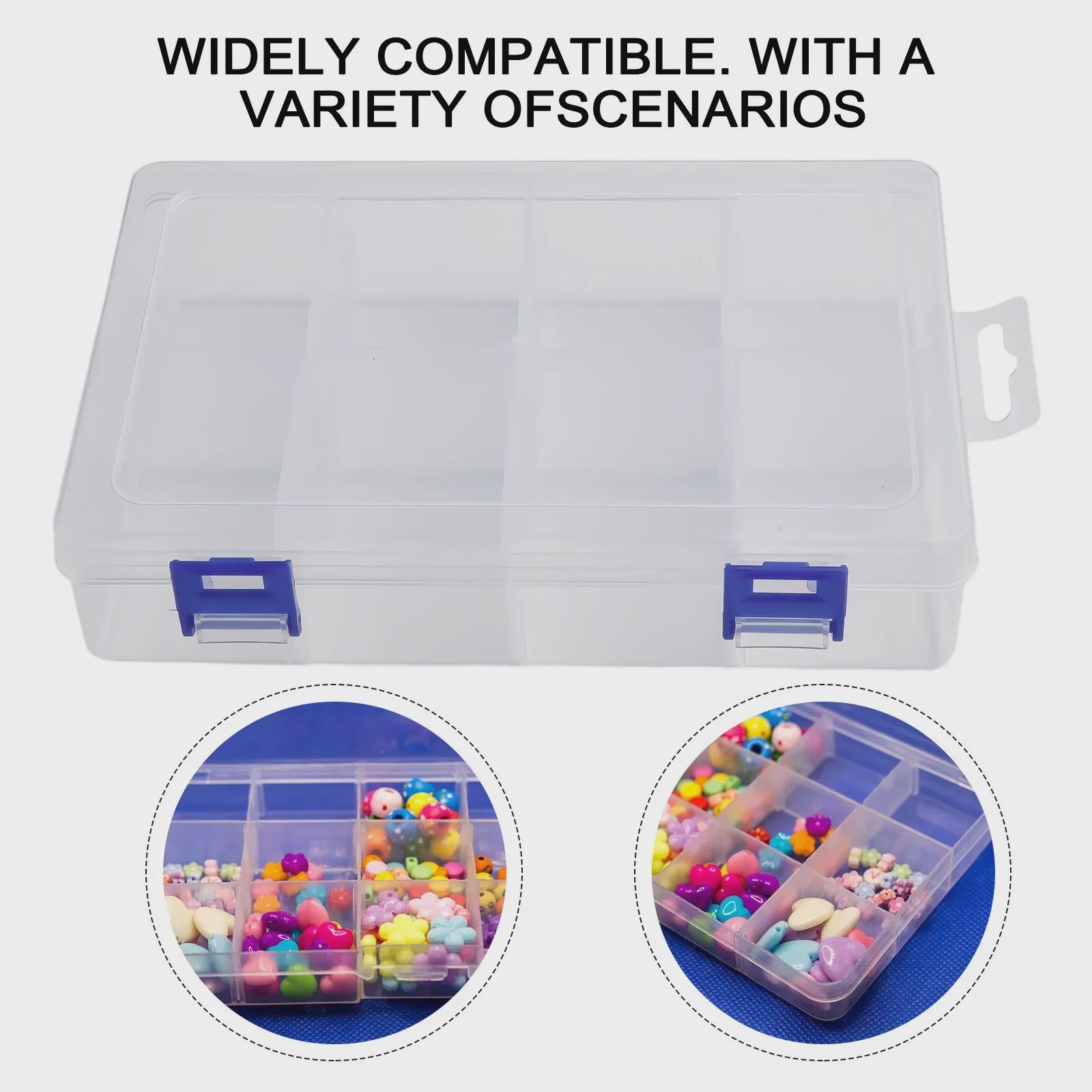 Opbergdoos met 8 Vakjes - Verstelbare Plastic Organizer voor Schroeven, Pillen & Gereedschap (20x13.5x4.5cm)