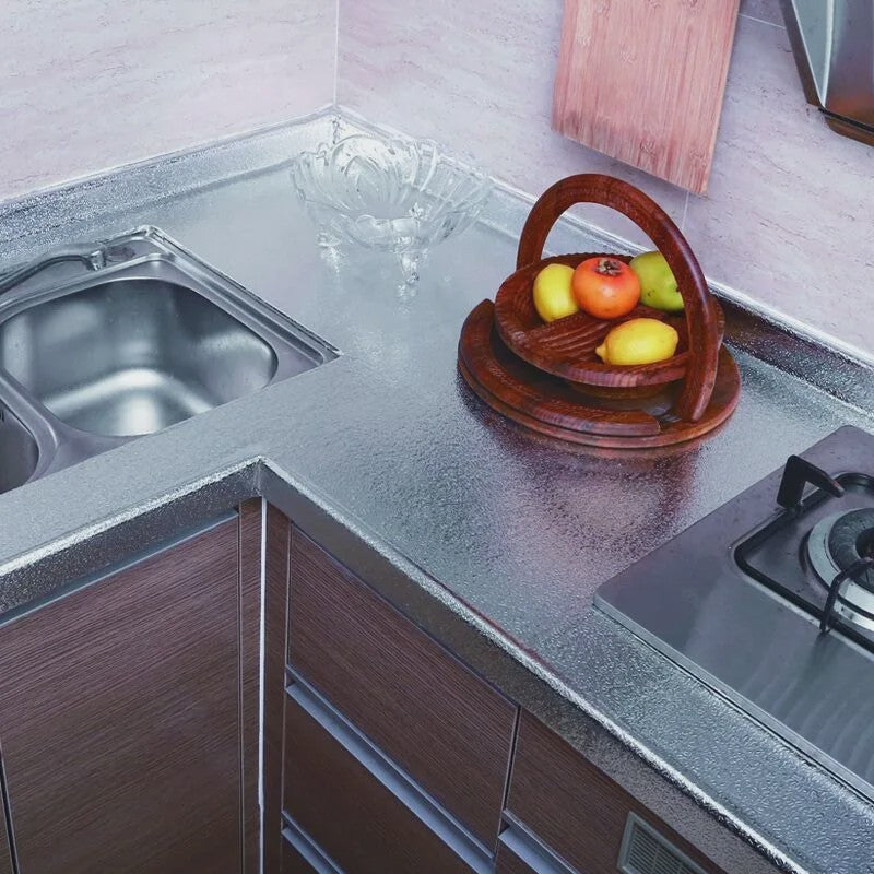 Keuken Sticker - Hittebestendig, Waterdicht & Oliebestendig - Aluminium Folie Look
