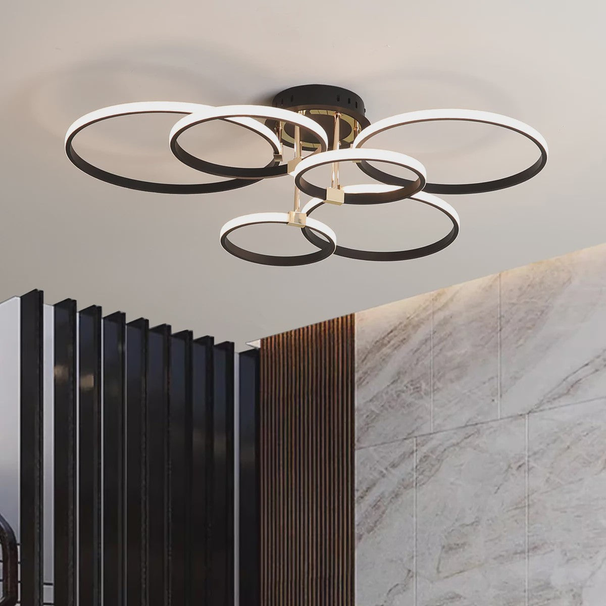 Moderne LED Plafondlamp Kroonluchter - Dimbaar, Goud/Chroom/Zwart