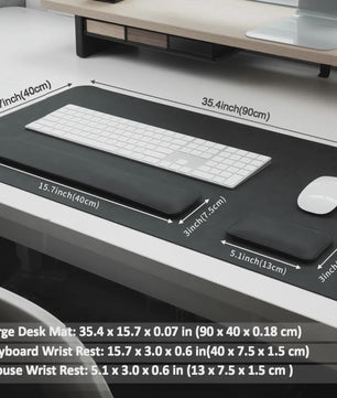 3-in-1 Ergonomische Bureau Set: XXL Muismat (900x400mm) met Polssteunen van Memory Foam & Waterdicht PU Leer