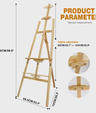 Houten A-Frame Ezel 175cm - Verstelbaar voor Schilderen, Bruiloft, Posters & Kinderen