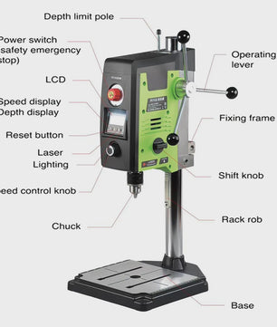 ALLSOME BG-518801 6-Speed Benchtop Boormachine met Digitale Display en Laser
