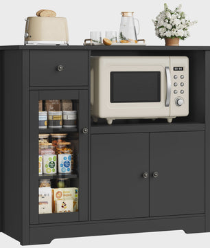 Keukenbuffet met Werkblad en Magnetronplank - 1 Lade, 3 Deuren