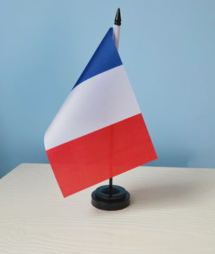 Franse Vlag Bureau - 14x21cm Tafelvlag met Standaard voor Decoratie