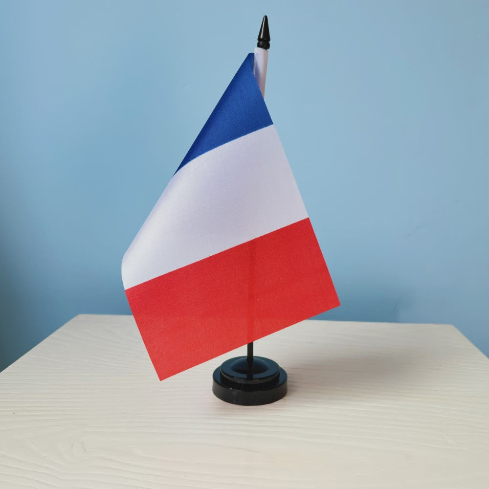 Franse Vlag Bureau - 14x21cm Tafelvlag met Standaard voor Decoratie