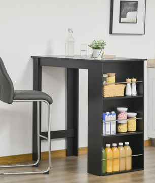 Zwarte Bartafel met 3 Open Vakken - 112x57x106 cm