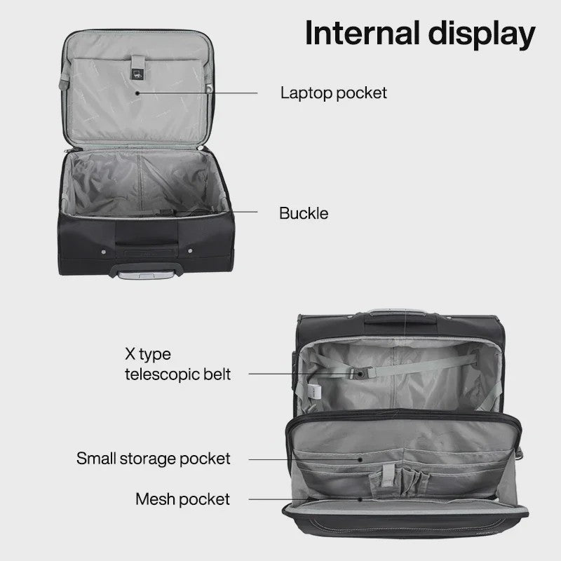 Zakelijke Handbagage Koffer met Spinner Wielen - 16/18 Inch Reisbagage