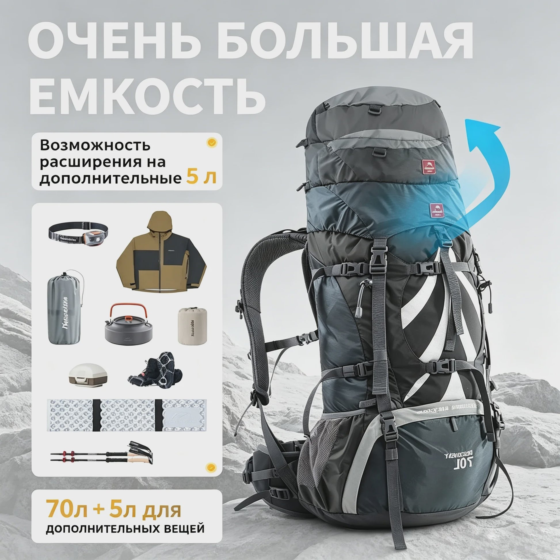 Naturehike 70L Rugzak - Waterdichte Outdoor Backpack voor Wandelen, Kamperen & Klimmen