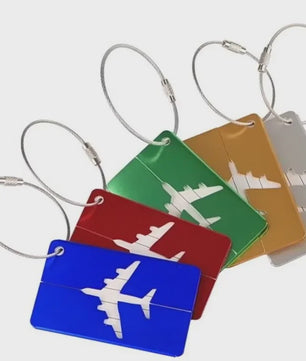 Aluminium Bagagelabel met Vliegtuig Design - Anti-verlies Kofferlabel