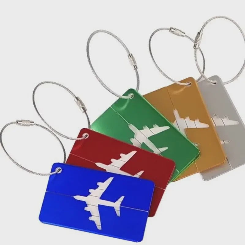 Aluminium Bagagelabel met Vliegtuig Design - Anti-verlies Kofferlabel