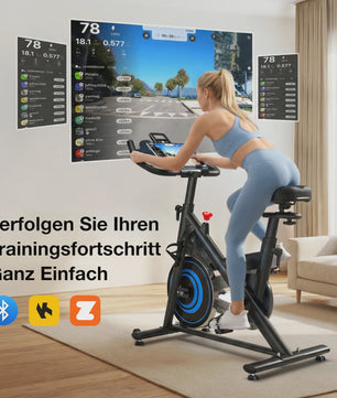Wenoker Hometrainer Fiets met App - Stille Ergometer Spinning Bike voor Thuis (max 160kg)