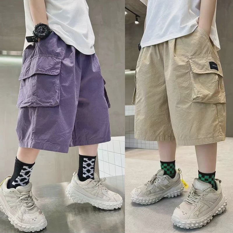 Zomerse Jongens Shorts met Grote Zakken - Katoen, Half Lang - Perfect voor Buiten & Sport (3-14 Jaar)