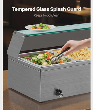 Professionele Bain-Marie Warmhoudbak - 3x 1/2 GN - Roestvrij Staal met Glazen Deksel & Soeplepel