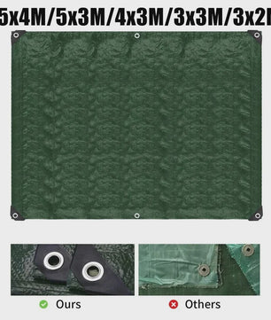 Waterdichte Tarp - Diverse Maten (3x3m tot 5x4m) voor Camping, Tuin & Outdoor Bescherming