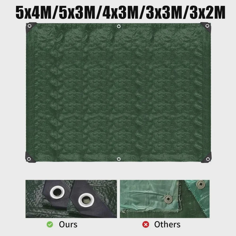 Waterdichte Tarp - Diverse Maten (3x3m tot 5x4m) voor Camping, Tuin & Outdoor Bescherming