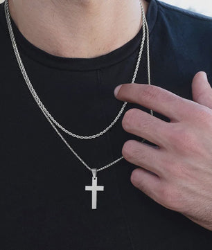 Heren Kruis Ketting Roestvrij Staal - Waterdicht & Anti-Allergisch