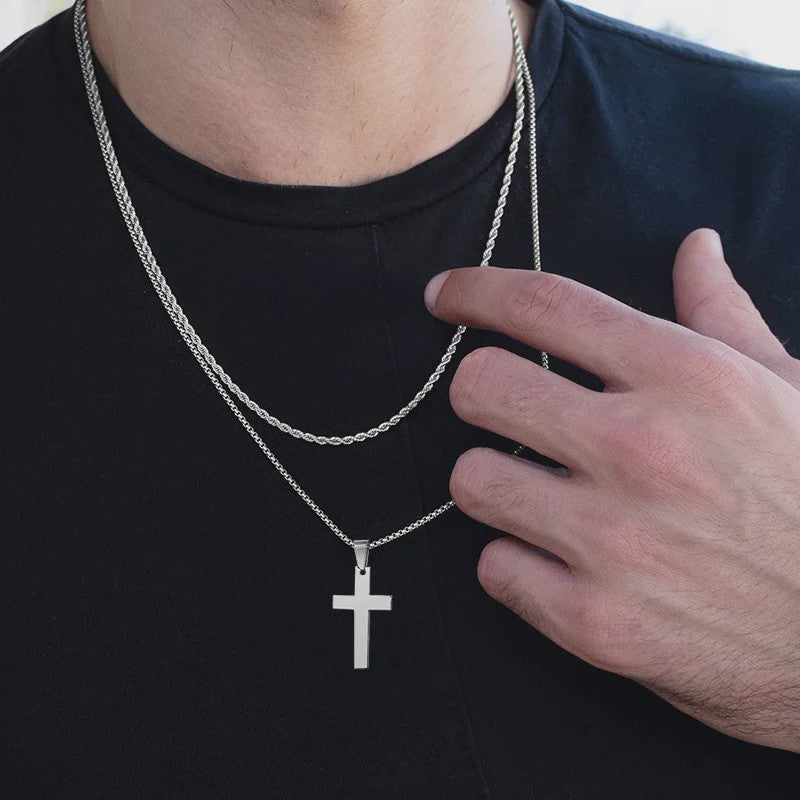 Heren Kruis Ketting Roestvrij Staal - Waterdicht & Anti-Allergisch
