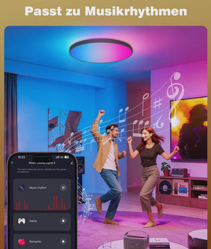 Slimme Plafondlamp LED RGB 24W Dimbare Rond Zwart 30cm met Afstandsbediening & App Bediening