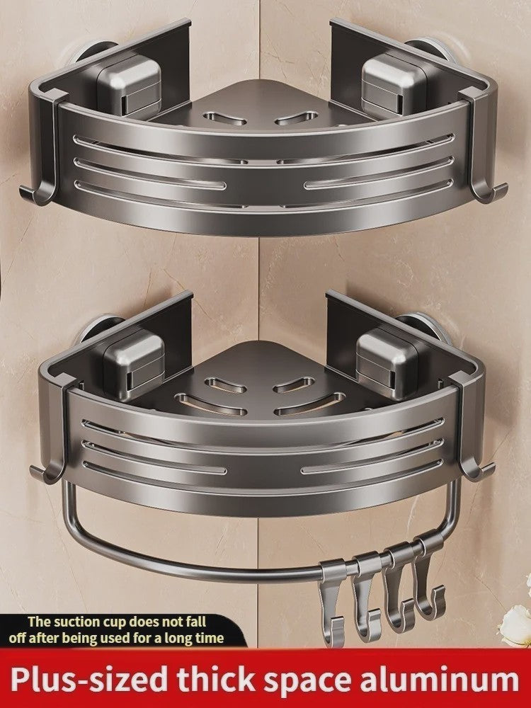 Aluminium Hoekplank Badkamer met Sterke Zuignap - Perforatievrije Wandmontage
