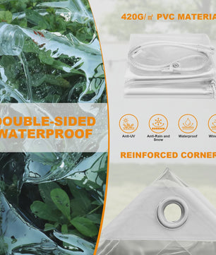 Waterdicht Transparant PVC Zeildoek met Ritssluiting en Verstevigde Oogjes - Ideaal voor Tuin en Garage