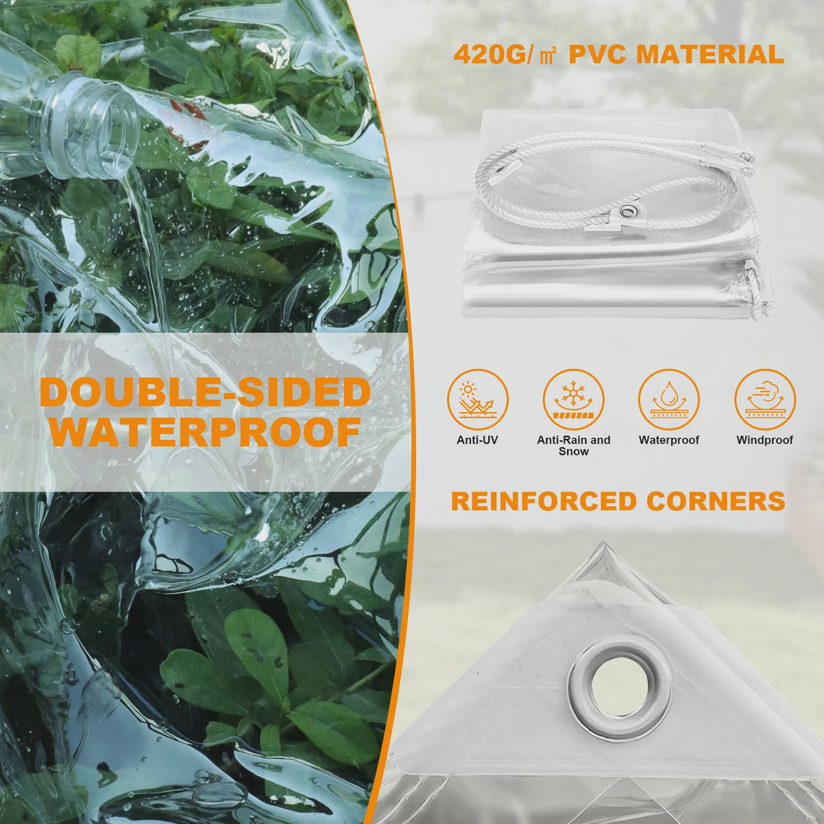 Waterdicht Transparant PVC Zeildoek met Ritssluiting en Verstevigde Oogjes - Ideaal voor Tuin en Garage