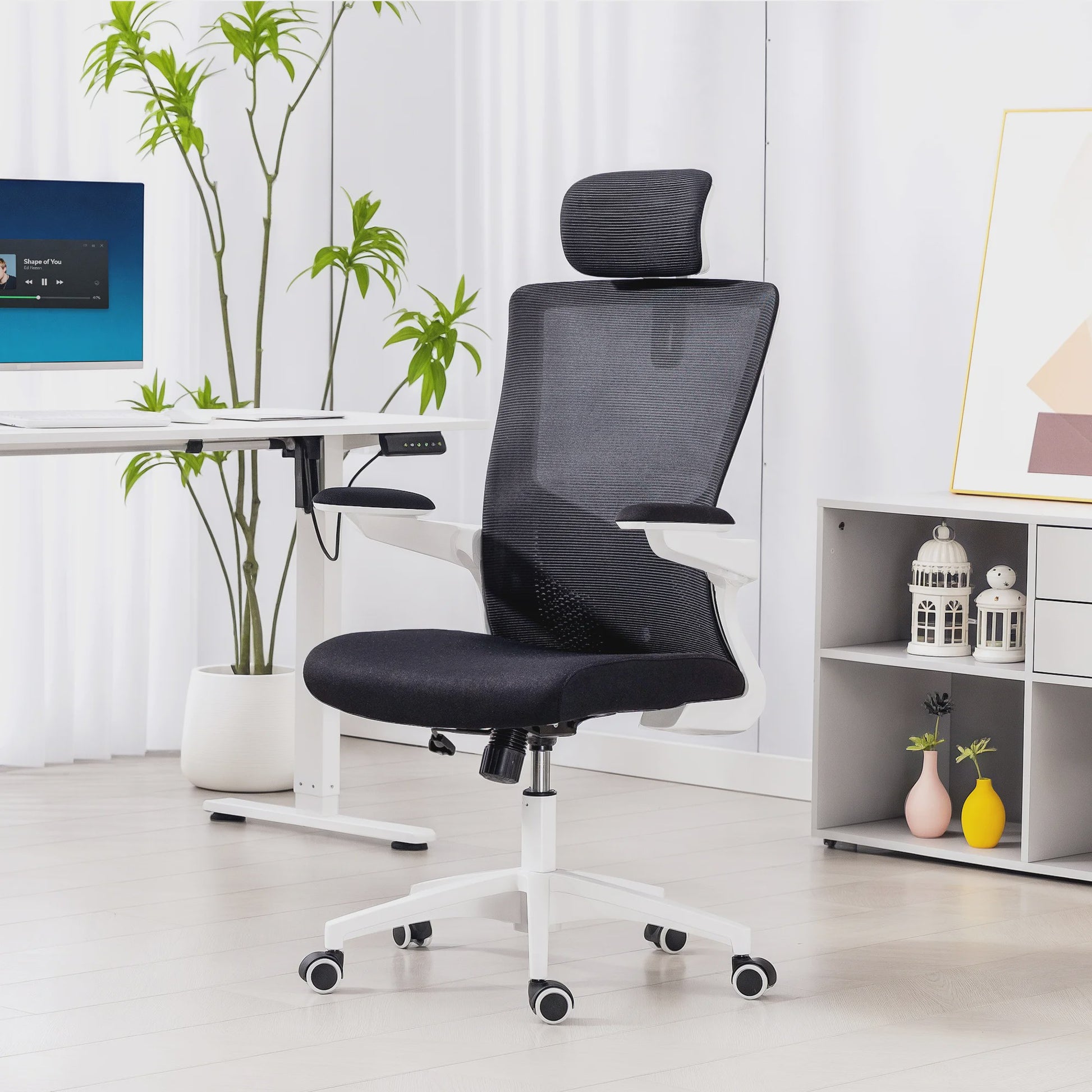 Ergonomische Bureaustoel met Hoofdsteun, Lendensteun en Verstelbare Armleuningen - Zwart