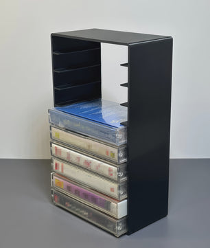 Zwarte Cassette Tape Opbergrek - 10 Vakken - Duurzaam Plastic